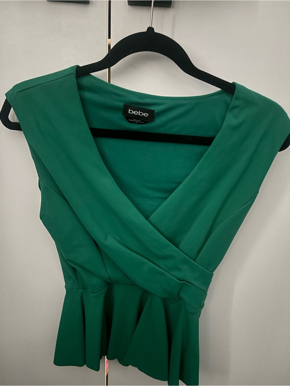 bebe One-Shoulder Emerald Green Peplum Dress